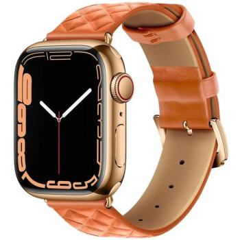 Apple Watch 1-6, SE (42 / 44 mm) / Watch 7-8 (45 mm) / Watch Ultra (49 mm), bőr pótszíj, gyémánt minta, Hoco WA18, narancssárga kép