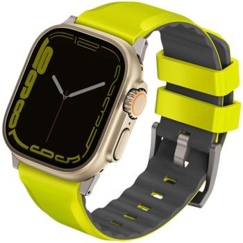 Apple Watch 1-6, SE (42 / 44 mm) / Watch 7-8 (45 mm) / Watch Ultra (49 mm), szilikon pótszíj, Uniq Linus, lime-zöld kép