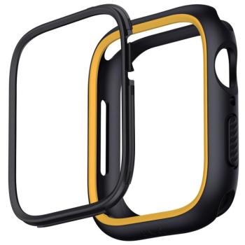 Apple Watch 1-6, SE (44 mm) / Watch 7-8 (45 mm), Műanyag + szilikon védőkeret, szíj nélkül, közepesen ütésálló, 2 db cserélhető kerettel, Uniq Moduo, fekete kép