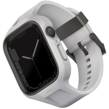 Apple Watch 1-6, SE (44 mm) / Watch 7-8 (45 mm), Műanyag + szilikon védőkeret, szíjjal, közepesen ütésálló, Uniq Monos, szürke kép