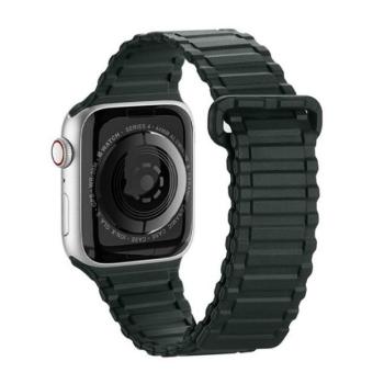 Apple Watch 1-6, SE, SE (2022) (38 / 40 mm) / Watch 7-8 (41 mm), szilikon pótszíj, mágneses zár, Dux Ducis Armor, sötétzöld kép