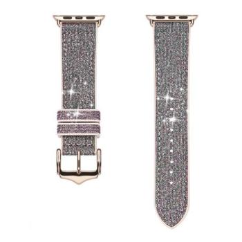 Apple Watch 1-6, SE, SE (2022) (42 / 44 mm) / Watch 7-8 (45 mm), szilikon + bőr pótszíj, csillogó, Dux Ducis Sparkle, zöld kép