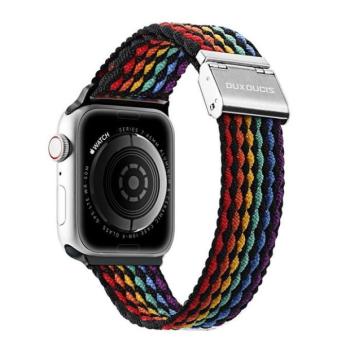 Apple Watch 1-6, SE, SE (2022) (42 / 44 mm) / Watch 7-8 (45 mm) / Watch Ultra (49 mm), textíl pótszíj, állítható, sötét színű csíkos minta, Dux Ducis Mixture, mintás kép