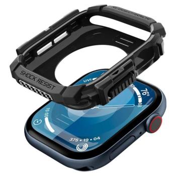 Apple Watch 10-11 (42 mm), Szilikon védőkeret, ütésálló, szíj nélkül, Spigen Rugged Armor, fekete kép