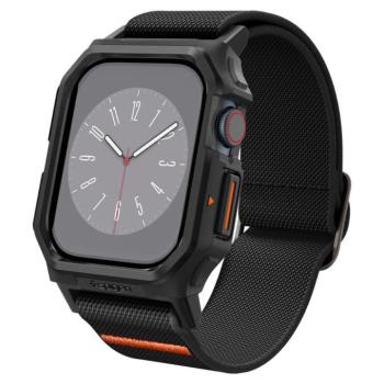 Apple Watch 10-11 (42 mm), textíl pótszíj, szilikon keret, közepesen ütésálló, Spigen Lite Fite Pro, fekete kép