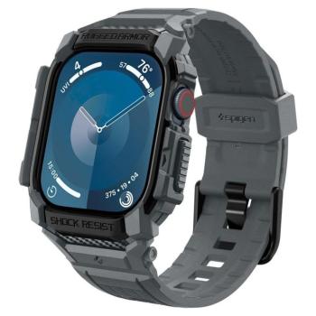 Apple Watch 10-11 (46 mm), Szilikon védőkeret, ütésálló, szíjjal, Spigen Rugged Armor Pro, sötétszürke kép