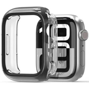 Apple Watch 10 (42 mm), Műanyag + szilikon védőkeret, szíj nélkül, közepesen ütésálló, Dux Ducis Camo, átlátszó/fekete kép