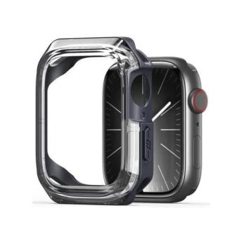 Apple Watch 10 (46 mm), Műanyag + szilikon védőkeret, szíj nélkül, közepesen ütésálló, Dux Ducis Tamo, átlátszó/sötétkék kép