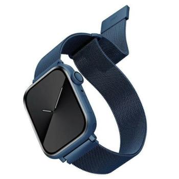 Apple Watch 4/5/6/7/8/9/SE/SE (2022), okosóra szíj, fém, kék, 38/40/41mm, UNIQ kép