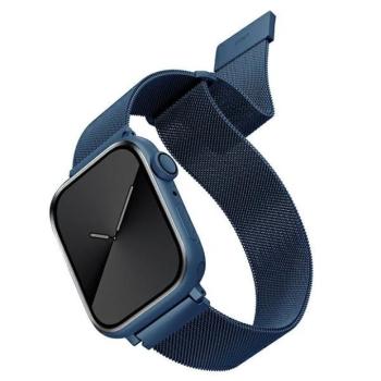 Apple Watch 4/5/6/7/SE, okosóra szíj, fém, kék, 42/44/45mm, UNIQ kép