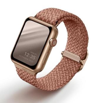 Apple Watch 4/5/6/7/SE, okosóra szíj, rózsaszín, fonott, 42/44/45mm, UNIQ kép