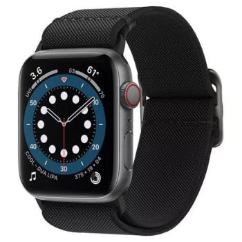 Apple Watch 4/5/6/7/SE, okosóra szíj, szövet, fekete, 38/40/41mm, Spigen kép
