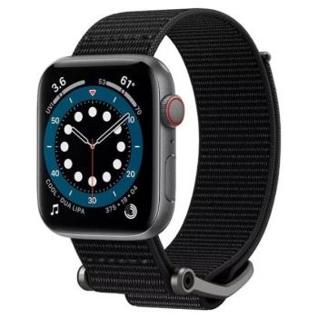 Apple Watch 4/5/6/7/SE, okosóra szíj, szövet, fekete, 42/44/45mm, Spigen kép