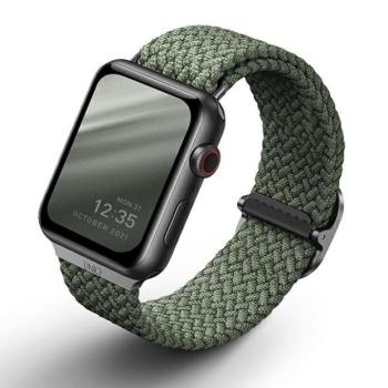 Apple Watch 4/5/6/7/SE, okosóra szíj, zöld, fonott, 42/44/45mm, UNIQ kép