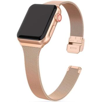 Apple Watch 4-6, SE, SE (2022) (38 / 40 mm) / Watch 7-9 (41 mm), fém pótszíj, milánói stílus, TP Thin Milanese, arany kép