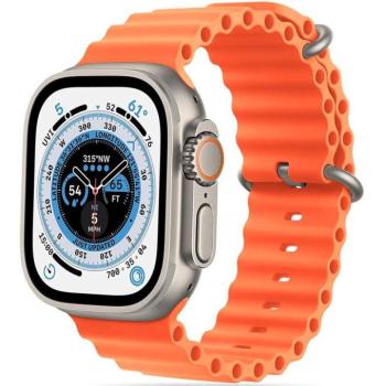 Apple Watch 4-6, SE, SE (2022) (38 / 40 mm) / Watch 7-9 (41 mm), szilikon pótszíj, állítható, hullámos kialakítás, TP IconBand Pro, narancssárga kép