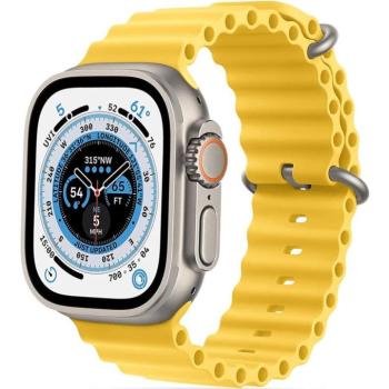 Apple Watch 4-6, SE, SE (2022) (38 / 40 mm) / Watch 7-9 (41 mm), szilikon pótszíj, állítható, hullámos kialakítás, TP IconBand Pro, sárga kép