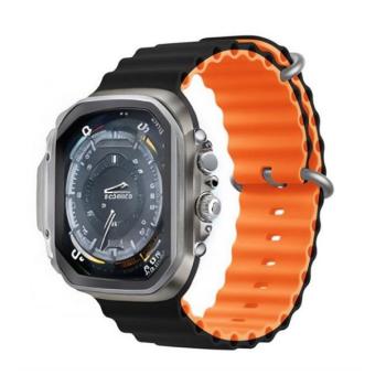 Apple Watch 4-6, SE, SE (2022) (38 / 40 mm) / Watch 7-9 (41 mm) / Watch 10 (42 mm), szilikon pótszíj, állítható, hullámos kialakítás, kétszínű, Devia Sport6, fekete/narancssárga kép