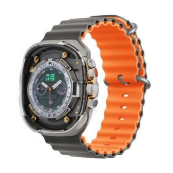 Apple Watch 4-6, SE, SE (2022) (38 / 40 mm) / Watch 7-9 (41 mm) / Watch 10 (42 mm), szilikon pótszíj, állítható, hullámos kialakítás, kétszínű, Devia Sport6, szürke/narancssárga kép