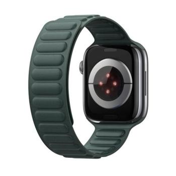 Apple Watch 4-6, SE, SE (2022) (38 / 40 mm) / Watch 7-9 (41 mm) / Watch 10 (42 mm), textíl pótszíj, mágneses zár, 3D minta, Dux Ducis BL, sötétzöld kép
