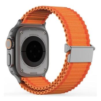 Apple Watch 4-6, SE, SE (2022) (38 / 40 mm) / Watch 7-9 (41 mm) / Watch 10 (42 mm), textíl pótszíj, nylon, állítható, hullámos kialakítású akasztórész, Dux Ducis YC, narancssárga kép