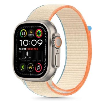 Apple Watch 4-6, SE, SE (2022) (38 / 40 mm) / Watch 7-9 (41 mm) / Watch 10 (42 mm), textíl pótszíj, nylon, állítható, légáteresztő, TP Nylon, krém kép
