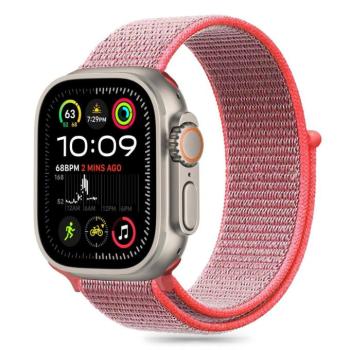 Apple Watch 4-6, SE, SE (2022) (38 / 40 mm) / Watch 7-9 (41 mm) / Watch 10 (42 mm), textíl pótszíj, nylon, állítható, légáteresztő, TP Nylon, pink kép