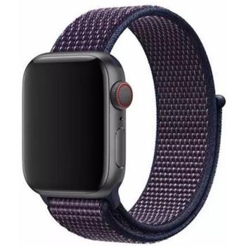Apple Watch 4-6, SE, SE (2022) (38 / 40 mm) / Watch 7-9 (41 mm) / Watch 10 (42 mm), textíl pótszíj, szilikon keret, állítható, Devia Delux Sport3, sötétkék kép