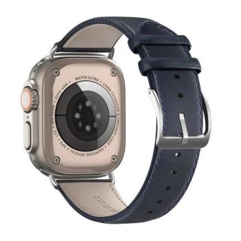 Apple Watch 4-6, SE, SE (2022) (38 / 40 mm) / Watch 7-9 (41 mm) / Watch 10 (42 mm), valódi bőr pótszíj, állítható, Dux Ducis YS, sötétkék kép