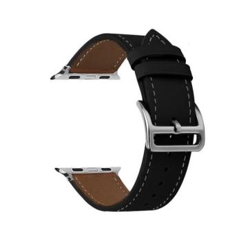 Apple Watch 4-6, SE, SE (2022) (38 / 40 mm) / Watch 7-9 (41 mm) / Watch 10 (42 mm), valódi bőr pótszíj, állítható, fekete kép