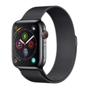 Apple Watch 4-6, SE, SE (2022) (42 / 44 mm) / Watch 7-9 (45 mm) / Watch 10 (46 mm) / Watch Ultra 1-2 (49 mm), fém pótszíj, milánói stílus, mágnes zárral, Devia Elegant, fekete kép