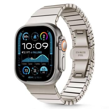 Apple Watch 4-6, SE, SE (2022) (42 / 44 mm) / Watch 7-9 (45 mm) / Watch 10 (46 mm) / Watch Ultra 1-2 (49 mm), fém pótszíj, TP LinkBand, titánium kép