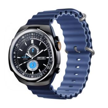 Apple Watch 4-6, SE, SE (2022) (42 / 44 mm) / Watch 7-9 (45 mm) / Watch 10 (46 mm) / Watch Ultra 1-2 (49 mm), szilikon pótszíj, állítható, hullámos kialakítás, kétszínű, Devia Sport6, sötétkék/kék kép