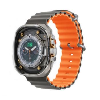 Apple Watch 4-6, SE, SE (2022) (42 / 44 mm) / Watch 7-9 (45 mm) / Watch 10 (46 mm) / Watch Ultra 1-2 (49 mm), szilikon pótszíj, állítható, hullámos kialakítás, kétszínű, Devia Sport6, szürke/narancssárga kép