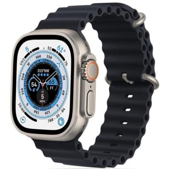 Apple Watch 4-6, SE, SE (2022) (42 / 44 mm) / Watch 7-9 (45 mm) / Watch 10 (46 mm) / Watch Ultra 1-2 (49 mm), szilikon pótszíj, állítható, hullámos kialakítás, TP IconBand Pro, fekete kép