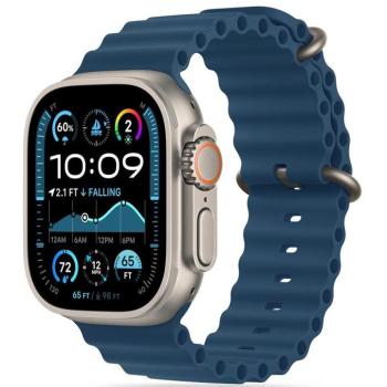 Apple Watch 4-6, SE, SE (2022) (42 / 44 mm) / Watch 7-9 (45 mm) / Watch 10 (46 mm) / Watch Ultra 1-2 (49 mm), szilikon pótszíj, állítható, hullámos kialakítás, TP IconBand Pro, kék kép