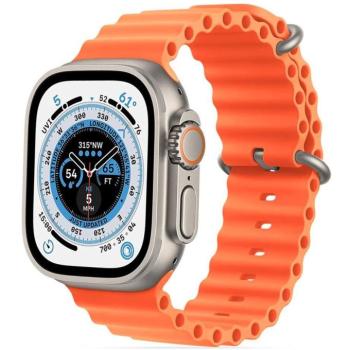 Apple Watch 4-6, SE, SE (2022) (42 / 44 mm) / Watch 7-9 (45 mm) / Watch 10 (46 mm) / Watch Ultra 1-2 (49 mm), szilikon pótszíj, állítható, hullámos kialakítás, TP IconBand Pro, narancssárga kép