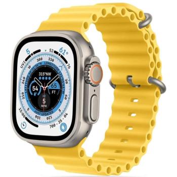 Apple Watch 4-6, SE, SE (2022) (42 / 44 mm) / Watch 7-9 (45 mm) / Watch 10 (46 mm) / Watch Ultra 1-2 (49 mm), szilikon pótszíj, állítható, hullámos kialakítás, TP IconBand Pro, sárga kép