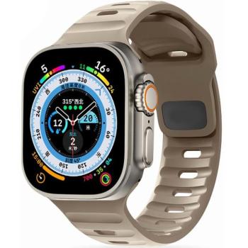 Apple Watch 4-6, SE, SE (2022) (42 / 44 mm) / Watch 7-9 (45 mm) / Watch 10 (46 mm) / Watch Ultra 1-2 (49 mm), szilikon pótszíj, állítható, TP IconBand Line, barna kép