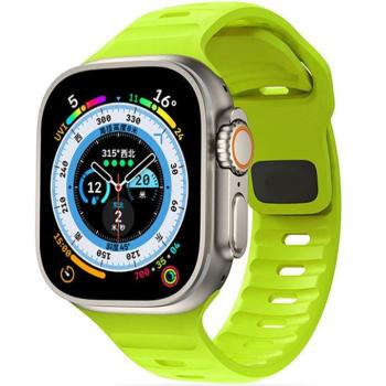 Apple Watch 4-6, SE, SE (2022) (42 / 44 mm) / Watch 7-9 (45 mm) / Watch 10 (46 mm) / Watch Ultra 1-2 (49 mm), szilikon pótszíj, állítható, TP IconBand Line, lime kép