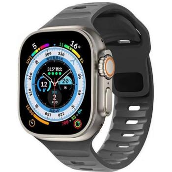 Apple Watch 4-6, SE, SE (2022) (42 / 44 mm) / Watch 7-9 (45 mm) / Watch 10 (46 mm) / Watch Ultra 1-2 (49 mm), szilikon pótszíj, állítható, TP IconBand Line, sötétszürke kép