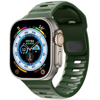 Apple Watch 4-6, SE, SE (2022) (42 / 44 mm) / Watch 7-9 (45 mm) / Watch 10 (46 mm) / Watch Ultra 1-2 (49 mm), szilikon pótszíj, állítható, TP IconBand Line, sötétzöld kép