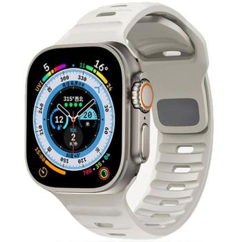 Apple Watch 4-6, SE, SE (2022) (42 / 44 mm) / Watch 7-9 (45 mm) / Watch 10 (46 mm) / Watch Ultra 1-2 (49 mm), szilikon pótszíj, állítható, TP IconBand Line, szürke kép