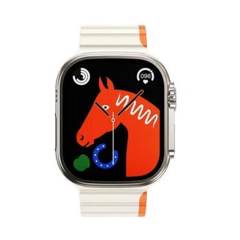 Apple Watch 4-6, SE, SE (2022) (42 / 44 mm) / Watch 7-9 (45 mm) / Watch 10 (46 mm) / Watch Ultra 1-2 (49 mm), szilikon pótszíj, mágneses zár, kétszínű, 3D minta, Hoco AS102, fehér/narancssárga kép