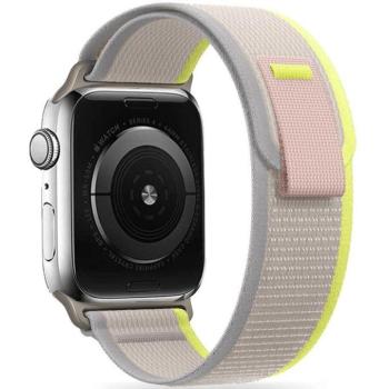 Apple Watch 4-6, SE, SE (2022) (42 / 44 mm) / Watch 7-9 (45 mm) / Watch 10 (46 mm) / Watch Ultra 1-2 (49 mm), textíl pótszíj, nylon, állítható, légáteresztő, TP Nylon, bézs/sárga kép