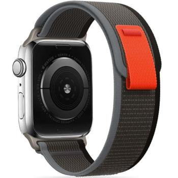 Apple Watch 4-6, SE, SE (2022) (42 / 44 mm) / Watch 7-9 (45 mm) / Watch 10 (46 mm) / Watch Ultra 1-2 (49 mm), textíl pótszíj, nylon, állítható, légáteresztő, TP Nylon, fekete/narancssárga kép