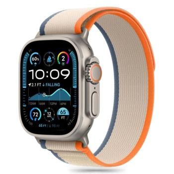 Apple Watch 4-6, SE, SE (2022) (42 / 44 mm) / Watch 7-9 (45 mm) / Watch 10 (46 mm) / Watch Ultra 1-2 (49 mm), textíl pótszíj, nylon, állítható, légáteresztő, TP Nylon, krém/narancssárga kép