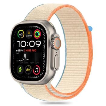 Apple Watch 4-6, SE, SE (2022) (42 / 44 mm) / Watch 7-9 (45 mm) / Watch 10 (46 mm) / Watch Ultra 1-2 (49 mm), textíl pótszíj, nylon, állítható, légáteresztő, TP Nylon, krém kép