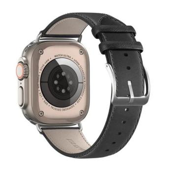 Apple Watch 4-6, SE, SE (2022) (42 / 44 mm) / Watch 7-9 (45 mm) / Watch 10 (46 mm) / Watch Ultra 1-2 (49 mm), valódi bőr pótszíj, állítható, Dux Ducis YS, fekete kép