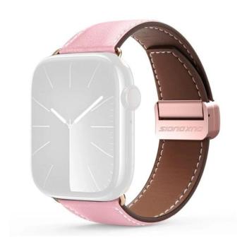 Apple Watch 4-6, SE, SE (2022) (42 / 44 mm) / Watch 7-9 (45 mm) / Watch 10 (46 mm) / Watch Ultra 1-2 (49 mm), valódi bőr pótszíj, állítható, mágneses zár, Dux Ducis YA, rózsaszín kép
